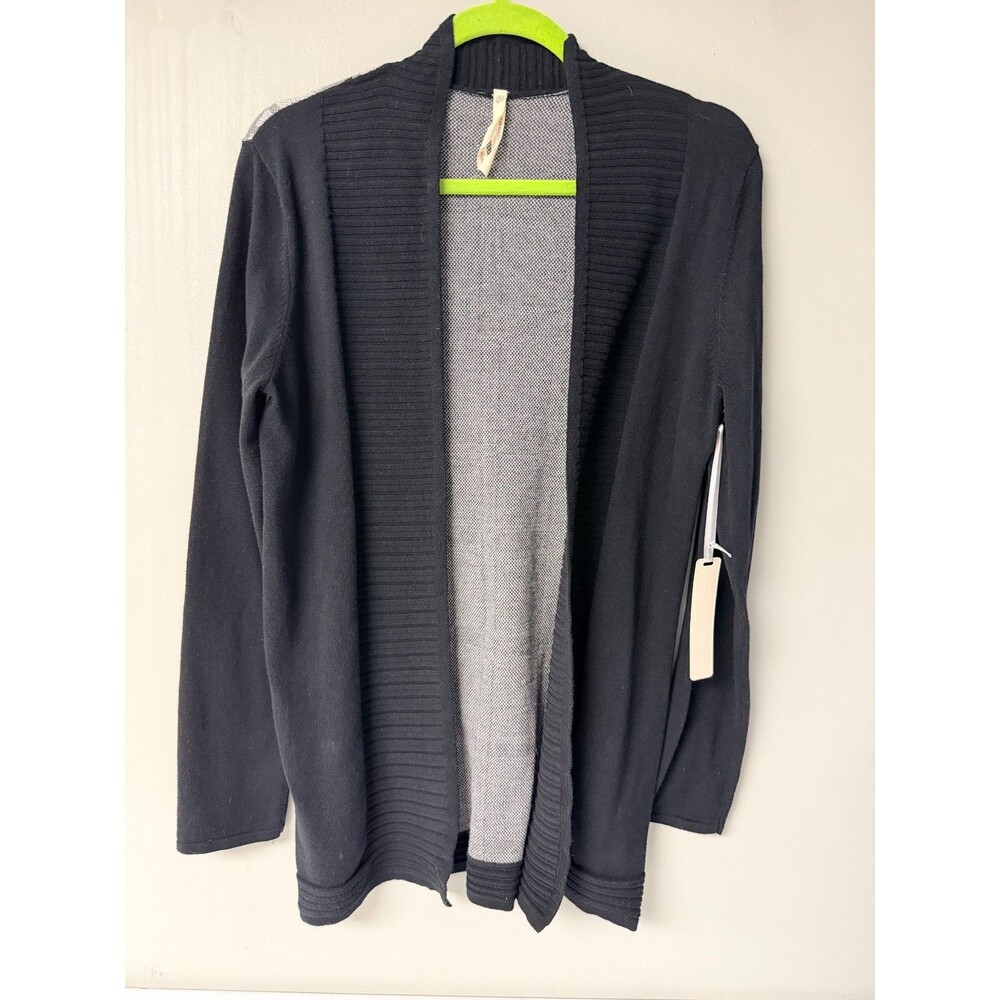 TeeBerry & Weave Womens Medium Black Plaid Back Open Front Cotton Cardigan